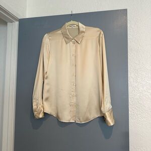 Reformation silk ivory button down top